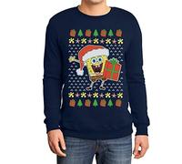 Weihnachten Pullover Weihnachtsmann Spongebob Offizielles Nickelodeon Sweatshirt Medium Marineblau