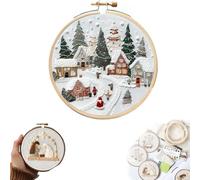 Weihnachten Stickerei Starter Kit, Anfänger Stickerei Set, Stickset Erwachsene Weihnachten, Embroidery Kit Christmas für Erwachsene Anfänger, Kreuzstich Set Weihnachtens für Heimdekoration (A)