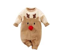 Weihnachten Strampler Neugeborene Baby Jungen Mädchen Langarm Einteiler Weihnachtselch Druck Baby Weihnachtsoverall Winter Schneeanzug Fleece Kleidung Kapuzenoverall 0-3 Jahre