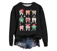 Weihnachten Sweatshirt Damen Weihnachts Buchstabendruck Pullover Rundhalsausschnitt Weihnachtspullover Christmas Einfarbig Sweater Outdoor Ohne Kapuze Weihnachtspulli Weihnachtskostüm