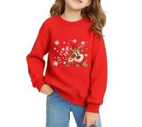 Weihnachten Sweatshirts Rot Mädchen Casual Langarm Weihnacht Pullover Kinder Baumwolle Langarmshirt Weihnachtsdruck Top 2-14 Jahre (DE/NL/SE/PL, Alter, 9 Jahre, 10 Jahre, Regular, Rot - Hirsch)