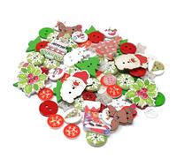 Weihnachtliche Deko-Knöpfe, aus Harz und Holz, ideal zum Handarbeiten und Verzieren, 100 Stück