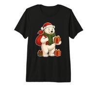 Weihnachtlicher Eisbär mit Schal und Sack Premium T-Shirt