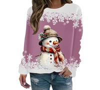 Weihnachtliches Damen-Sweatshirt, Sweatshirt Damen, Weihnachtspulli Lustig Hässlich Christmas Jumper Langärmliges Rund Ausschnitt Xmas Langarmshirt Warm Winter Oberteil Blusen Teenager Mädchen