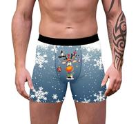 Weihnachts Boxershorts Herren Lustig - Weihnachtsunterhose Herren Unterhosen Männer Weich Weihnachtsboxershort mit Witzig Santa Bedruckt Trunks Herrenunterhosen Kurz Unterwäsche für Ehemann
