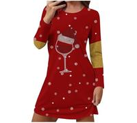 Weihnachts Nachthemd Damen,Langarm Baumwolle Schlafshirt Print Sleepshirt Frauen Kurz Herzen Nachtkleid Hemd Schlaf Pyjama Kleider Shirts Zum Schlafen Weihnachtskleid Damen Große Größen