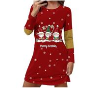 Weihnachts Nachthemd Damen,Langarm Baumwolle Schlafshirt Print Sleepshirt Frauen Kurz Herzen Nachtkleid Hemd Schlaf Pyjama Kleider Shirts Zum Schlafen Weihnachtskleid Damen Große Größen