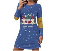 Weihnachts Nachthemd Damen,Langarm Baumwolle Schlafshirt Print Sleepshirt Frauen Kurz Herzen Nachtkleid Hemd Schlaf Pyjama Kleider Shirts Zum Schlafen Weihnachtskleid Damen Große Größen