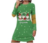 Weihnachts Nachthemd Damen,Langarm Baumwolle Schlafshirt Print Sleepshirt Frauen Kurz Herzen Nachtkleid Hemd Schlaf Pyjama Kleider Shirts Zum Schlafen Weihnachtskleid Damen Große Größen