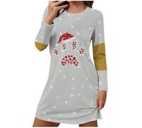 Weihnachts Nachthemd Damen,Langarm Baumwolle Schlafshirt Print Sleepshirt Frauen Kurz Herzen Nachtkleid Hemd Schlaf Pyjama Kleider Shirts Zum Schlafen Weihnachtskleid Damen Große Größen