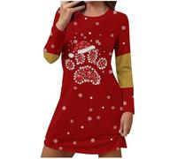 Weihnachts Nachthemd Damen,Langarm Baumwolle Schlafshirt Print Sleepshirt Frauen Kurz Herzen Nachtkleid Hemd Schlaf Pyjama Kleider Shirts Zum Schlafen Weihnachtskleid Damen Große Größen