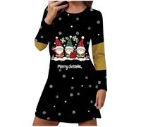 Weihnachts Nachthemd Damen,Langarm Baumwolle Schlafshirt Print Sleepshirt Frauen Kurz Herzen Nachtkleid Hemd Schlaf Pyjama Kleider Shirts Zum Schlafen Weihnachtskleid Damen Große Größen