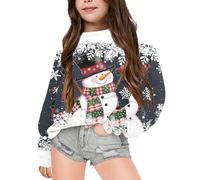 Weihnachts Pullover, Strickpullover Mädchen Mädchen Hochwertige Langarmshirt Sweatshirt Weich ohne Kapuze Weihnachten Weihnachtspulli Warm Pullover Weihnachtspullover