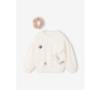 Weihnachts-Set aus Sweatshirt & Scrunchie mit Pailletten Mädchen, Geschenkbox wollweiß Gr. 128 von Vertbaudet