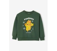 Weihnachts-Sweatshirt Jungen POKEMON, Baumwolle tannengrün Gr. 140