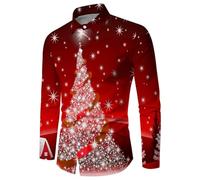 Weihnachts Tshirt Herren, Hemd Weihnachten Herren Lustig Langarmhemd Button Down Weihnachtsshirt Slim Fit Weihnachtshemd Langarm Freizeithemd Weihnachtsmotiv Weihnachtsoutfit