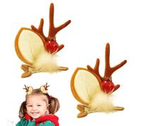 Weihnachtshaarklammern, Haarspangen in Rentierform, 2 x schöne Rentier-Holzklammern für Mädchen | Urlaubszubehör, Cartoon-Haarspangen, Gefälligkeiten