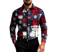 Weihnachtshemd Herren Baumwolle Funky Christmas Print Weihnachtsmann Hemd Langarm Button Up Freizeithemd Langarm Gedruckte Weihnachten Freizeithemd Funky Christmas Hemd Langarmshirt