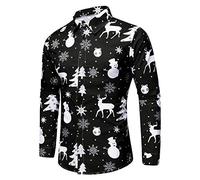 Weihnachtshemd Herren Hemd Weihnachten Lustig Funky Hemden 3D Druck Xmas Weihnachtshemden Langarm Slim Fit Christmas Shirt Weihnachts Hemd mit Weihnachtsmotiv Männer Weihnachtsoutfit