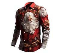 Weihnachtshemd Herren Hemden 3D Druck Weihnachts Freizeithemd Langarm Hemd Christmas Shirt Hawaiihemd Regular Fit Button Down Herrenhemden