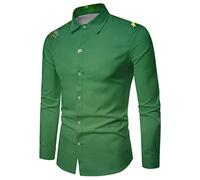 Weihnachtshemd Herren Lustig - Weihnachten Hemd Langarm Weihnachts Herren Oberhemden mit Rentier Print Umlegekragen Herrenhemden - Hemden Christmas Hemdjacke Bügelfrei Weihnachtshemden für Silvester