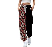 Weihnachtshose Damen Flauschig | Sporthose Damen Lang Locker | Freizeithose Lang Mit Taschen Weihnachts-Jogginghose Mit Kordelzug Yogahose Weihnachtsfeiern Outdoorhose Casual Bequeme Trainingshose
