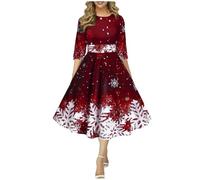 Weihnachtskleid Damen GroßE GrößEn Festliches Kleid Christmas Dress Lustig Partykleid Cocktailkleid Elegant Weihnachtskleider FüR Frauen Vintage A-Line Kleid WeihnachtskostüM Weihnachtsfrau