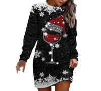 weihnachtskleid damen,weihnachtskleid,kleid weihnachten,pulloverkleid,weihnachtsoutfi,weihnachtskleider,weihnachtskleidung,kleider,strickkleid ,wollkleid,weihnachts,oversize,christmas,Schwarz,M