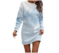 Weihnachtskleid Damen, Weißes Kleid Damen Silvester Boho Christmas Dress Women Kleid Busenfrei Damen Eiskunstlauf Für Weihnachtsfeier Hoodie Lang Festliche Kleider Für Damen (Blau,L)