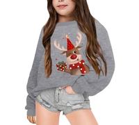 Weihnachtskleid Kinder, Langarmshirt Mädchen ohne Kapuze Hochwertige Pullover Weihnachtspulli Weich Mädchen Warm Weihnachten Sweatshirt Langarmshirt Strickpullover Weihnachtspullover