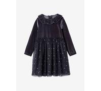 Weihnachtskleid Mädchen Samt Tüll mit Glitzereffekt grau Gr. 158 von vertbaudet