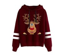 Weihnachtskleidung Damen, Weihnachtspullover Damen Baumwolle Lustig Weihnachts Pulli Rundhals Sweatshirt Christmas Pullover Teenager Mädchen Mit Kapuze