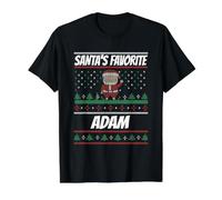 Weihnachtsmann-Adam Lustiger Weihnachts-Adam-Name personalisiert Preisgünstiges Grafik-T-Shirt, Herren, Schwarz, L