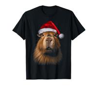 Weihnachtsmütze Capybara Lustig T-Shirt