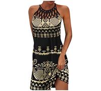 weihnachtsoutfit Damen winterkleid Damen Langarm warm pullikleid Damen Women's Fashion & Athletic Trainers Drucken Cut Out Halter Ärmellos Mini Kleid Sexy Kurz Trägerkleid Sommer Locker Trägerkleid