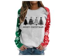 Weihnachtspulli Damen, Damen Sweatshirt Ohne Kapuze, Weihnachts Pullover Ugly Lustig Christmas Jumper Langärmliges O-Ausschnitt Xmas Langarmshirts Warmes Winter Oberteil Shirt Weihnachtskostüm
