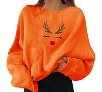 Weihnachtspulli Damen Weihnachts Pullover Christmas Oberteils Weihnachten Sweatshirt Lustig Xmas Pulli Warmes Sherpa Print Langarmshirt Drucken Bluse Sweater T-Shirt