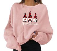 Weihnachtspulli Damen Weihnachts Pullover Christmas Oberteils Weihnachten Sweatshirt Lustig Xmas Pulli Warmes Sherpa Print Langarmshirt Drucken Bluse Sweater T-Shirt