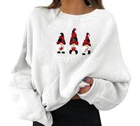 Weihnachtspulli Damen Weihnachts Pullover Christmas Oberteils Weihnachten Sweatshirt Lustig Xmas Pulli Warmes Sherpa Print Langarmshirt Drucken Bluse Sweater T-Shirt