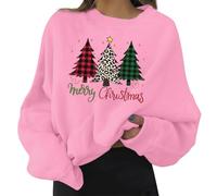 Weihnachtspullover Damen Christmas Oberteils Weihnachten Sweatshirt Lustig Weihnachtspulli Warmes Print Langarmshirt Drucken Bluse Sweater T-Shirt