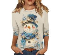 Weihnachtspullover Damen Christmas Sweater Damen Strick Glitzer Bluse ugly christmas sweater Weihnachtsfeier Sweatshirt Jumper Oversize Oberteil Weihnachtsshirt Xmas Pulli Kleidung 14#himmelblau L
