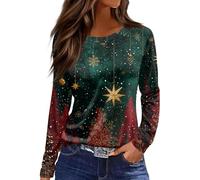 Weihnachtspullover Damen Christmas Sweater Damen Strick Glitzer Pulli Weihnachtskleidung Elegant Oberteil Große Größen Sexy Sweatshirt Weihnachtsshirt Weihnachtsfeier Bluse Kleidung 2#dunkelgrün XL