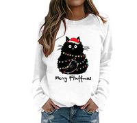 Weihnachtspullover Damen Katze - Ugly Christmas Sweater Damen Lustig Pullover Weihnachten Katzen Weihnachtspulli Weihnachts Sweatshirt Xmas Pullover Tops Teenager Mädchen Weihnachtsoutfit