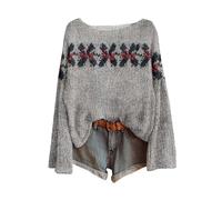 Weihnachtspullover Damen Lustig Weihnachts Oberteil Damen Lockere Passform Pullover Langarm Weihnachtsmotiv Weihnachtspulli Crew Neck Weihnachtsoberteil Christmas Blusentop Große Größen