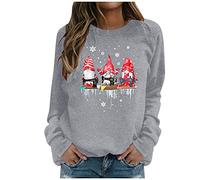 Weihnachtspullover Damen, Lustig Weihnachtspulli Sweatshirt Merry Christmas Pullover Rundhals Weihnachts Pulli Weihnachten Langarmshirt Weihnachtsmotiv Oberteil Schneemann Weihnachtsbluse