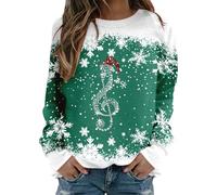 Weihnachtspullover Damen Lustig Weinglas Muster Weihnachten Sweatshirt Langarm Casual Ugly Christmas Sweater Langarmshirt Xmas Pulli Tops Frauen Teenager Mädchen Weihnachtskleidung Weihnachts Pullover
