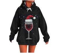 Weihnachtspullover Damen Lustige Weihnachts Langarmshirt Ugly Sweatshirt Christmas Oberteile Baumwolle Pulli Funny Muster Sweater Weihnachtskostüm Winter Große Größe Weihnachten Kapuzenpullover