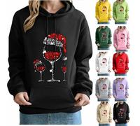 Weihnachtspullover Damen Lustige Weihnachtsoutfit Rotweinglas Print Langarmshirt Christmas Sweatshirt Weihnachtsshirt Xmas Oberteile Weihnachten Bluse Weihnachts Pullover Shirts Teenager Mädchen