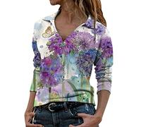 Weihnachtspullover Damen Rot Damen Langarm T-Shirt Leicht Oberteile Lose Langarmshirt Tunika Casual Bluse Rundhals Tops