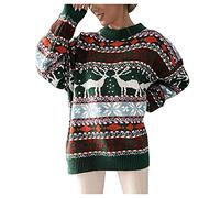 Weihnachtspullover Damen Strickpullover, Weihnachtspulli Damen mit Süßer Weihnachtsmann Weihnachtsmotiv,Pullover Weihnachten Damen Pulli Stricken Langarmshirt Sweater für Frauen Teenager Mädchen